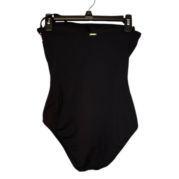 Anne Cole Stripe Bandeau One Piece Swim Suit Black/Pink/White Sz. M Beach - Picture 3 of 11